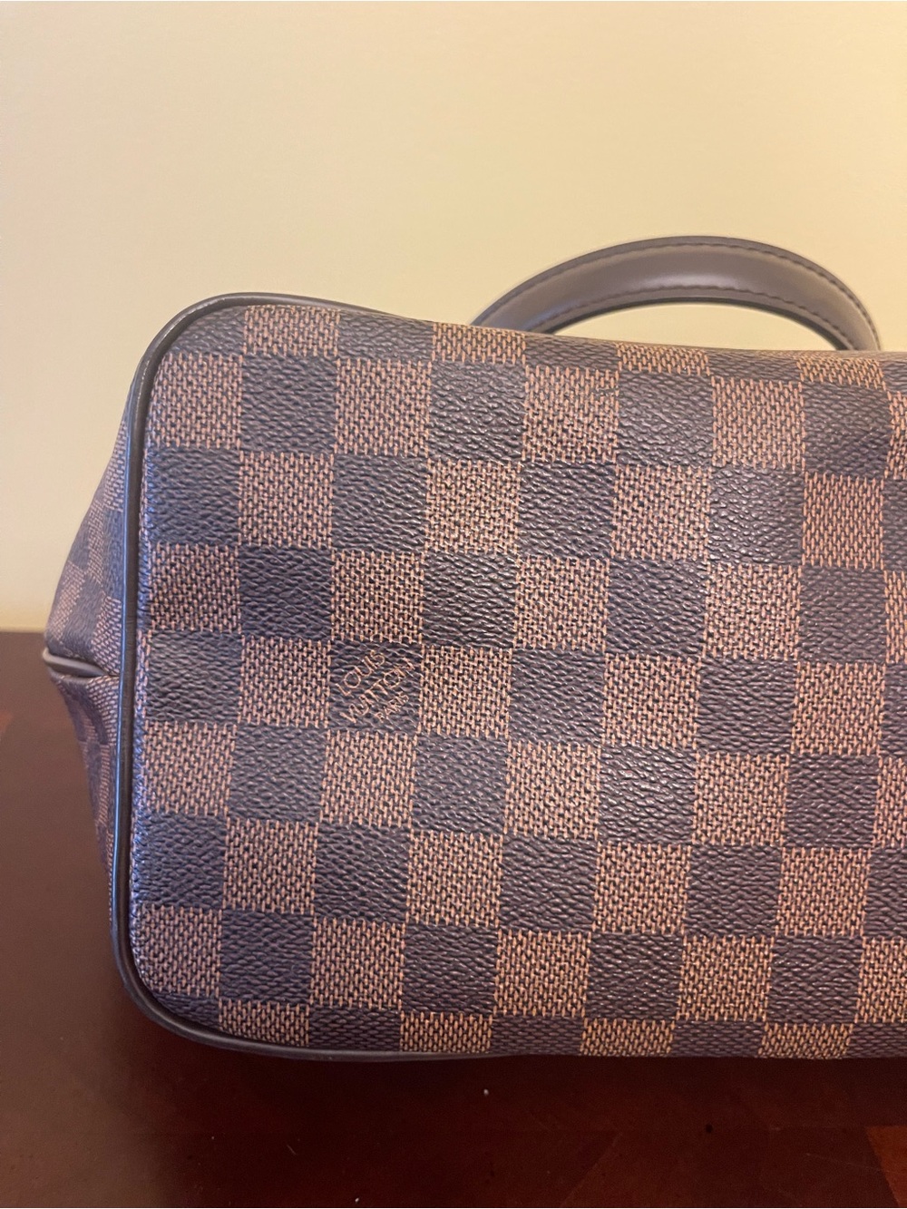 Pre-loved Damier authentic LOUIS VUITTON Checkerboard Brown Tote Handbag w/COA - Picture 4 of 11
